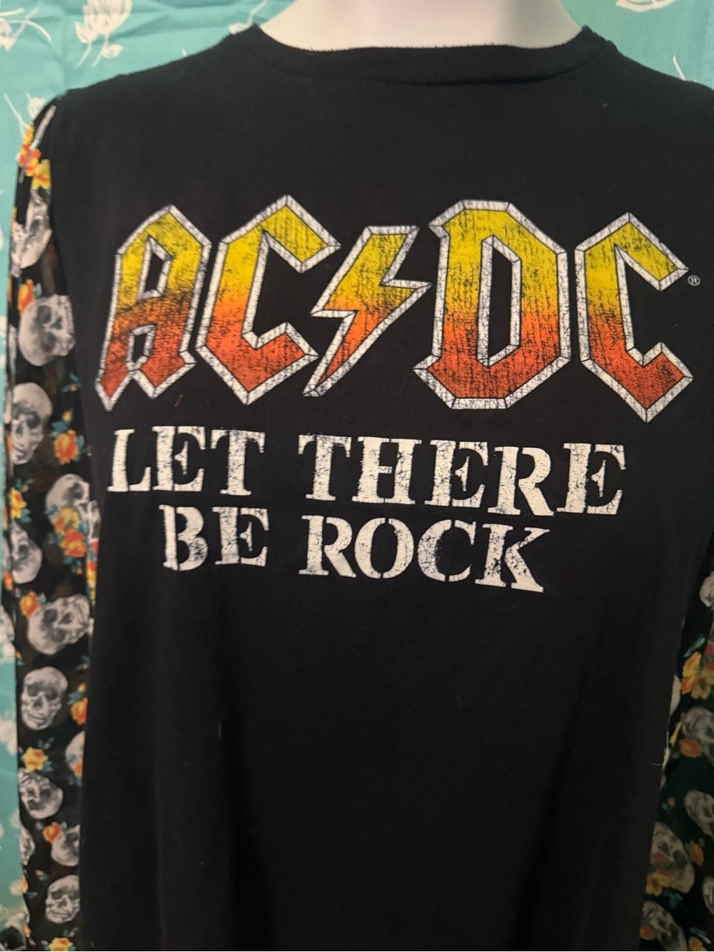 AC/DC Black Tee with Yellow-Orange Gradient Logo